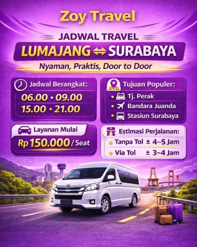 Jadwal Travel Lumajang – Surabaya Terbaru 2026: Jam Berangkat, Harga & Cara Booking