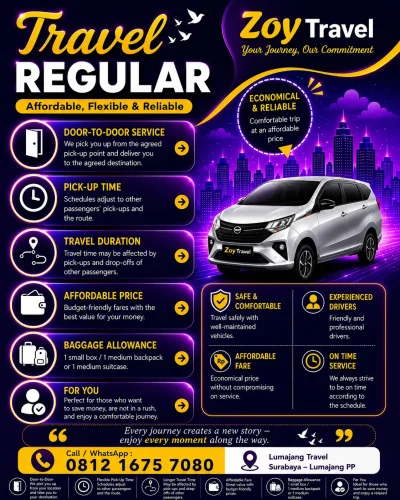 Lumajang Surabaya Regular Travel – Affordable, Flexible Door-to-Door