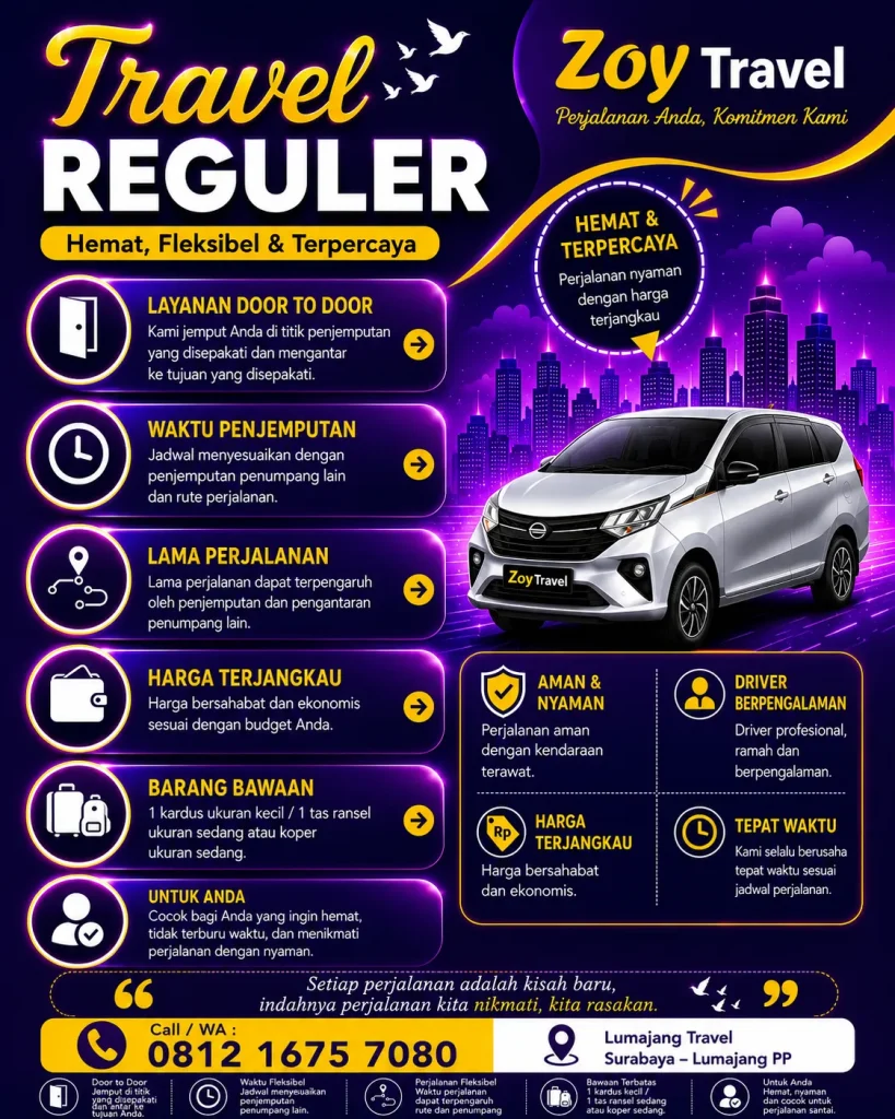Travel Reguler Lumajang Surabaya – Hemat, Fleksibel Door to Door